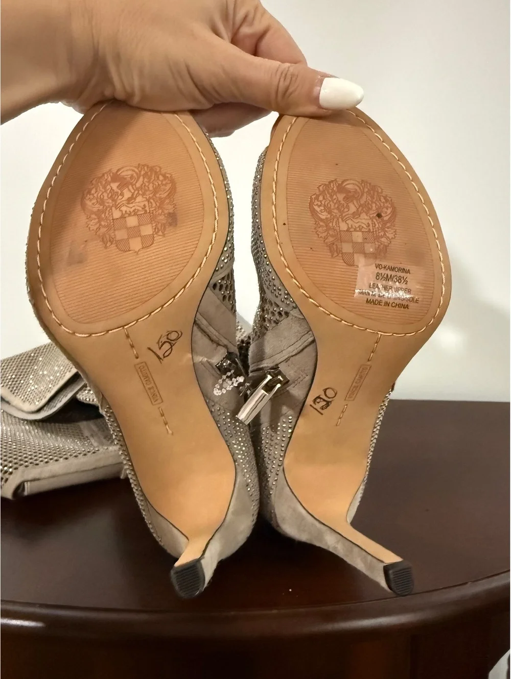 Vince Camuto Kamorina Rhinestone Over-the-Knee Peep Toe Boots Size 8.5